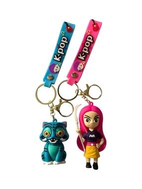 K-pop Pink & Blue Character Bag charms/Keychain Set